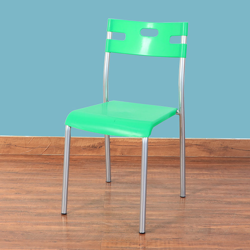 Minimalist Style Colorful Plastic Dining Armless Chair Open Back Dining Side Chair