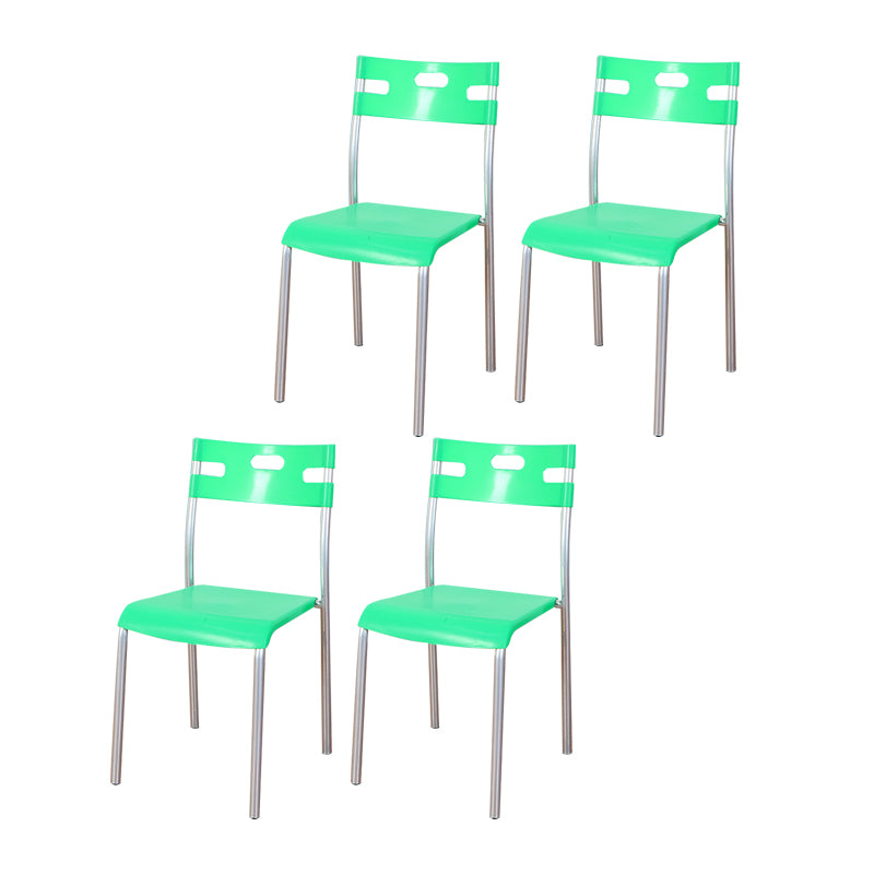 Minimalist Style Colorful Plastic Dining Armless Chair Open Back Dining Side Chair