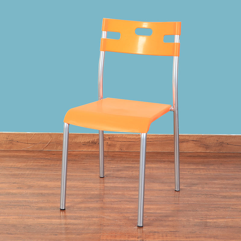 Minimalist Style Colorful Plastic Dining Armless Chair Open Back Dining Side Chair