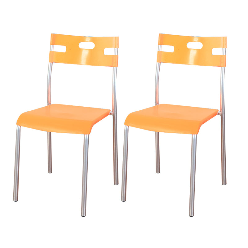 Minimalist Style Colorful Plastic Dining Armless Chair Open Back Dining Side Chair