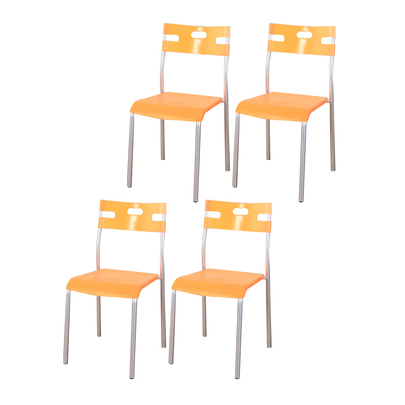 Minimalist Style Colorful Plastic Dining Armless Chair Open Back Dining Side Chair