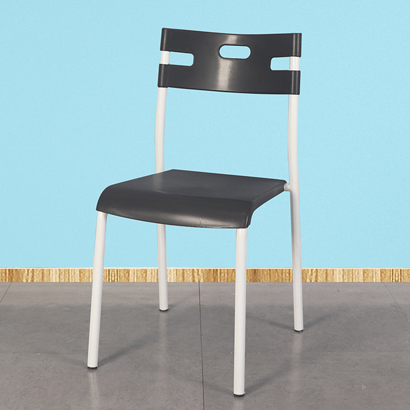Minimalist Style Colorful Plastic Dining Armless Chair Open Back Dining Side Chair