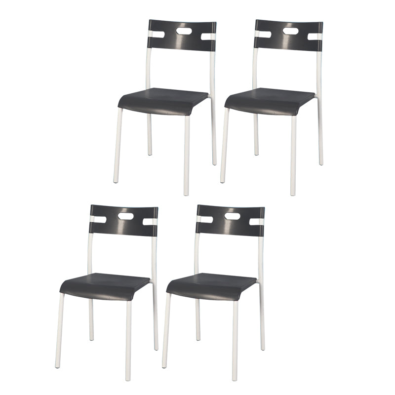 Minimalist Style Colorful Plastic Dining Armless Chair Open Back Dining Side Chair