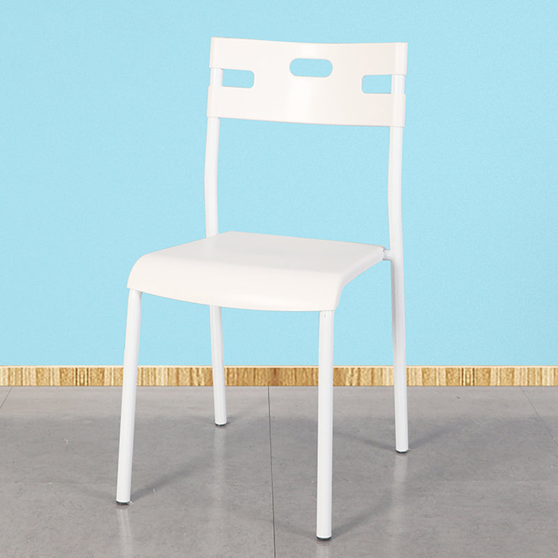 Minimalist Style Colorful Plastic Dining Armless Chair Open Back Dining Side Chair