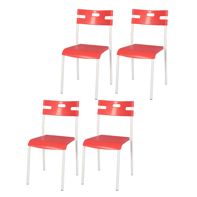 Minimalist Style Colorful Plastic Dining Armless Chair Open Back Dining Side Chair