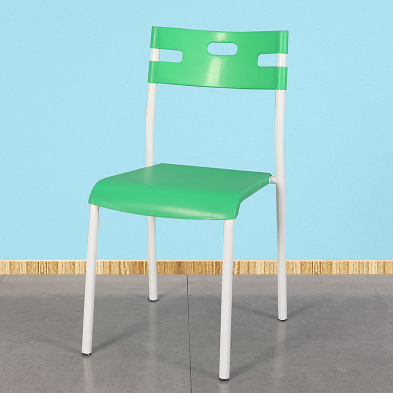Minimalist Style Colorful Plastic Dining Armless Chair Open Back Dining Side Chair