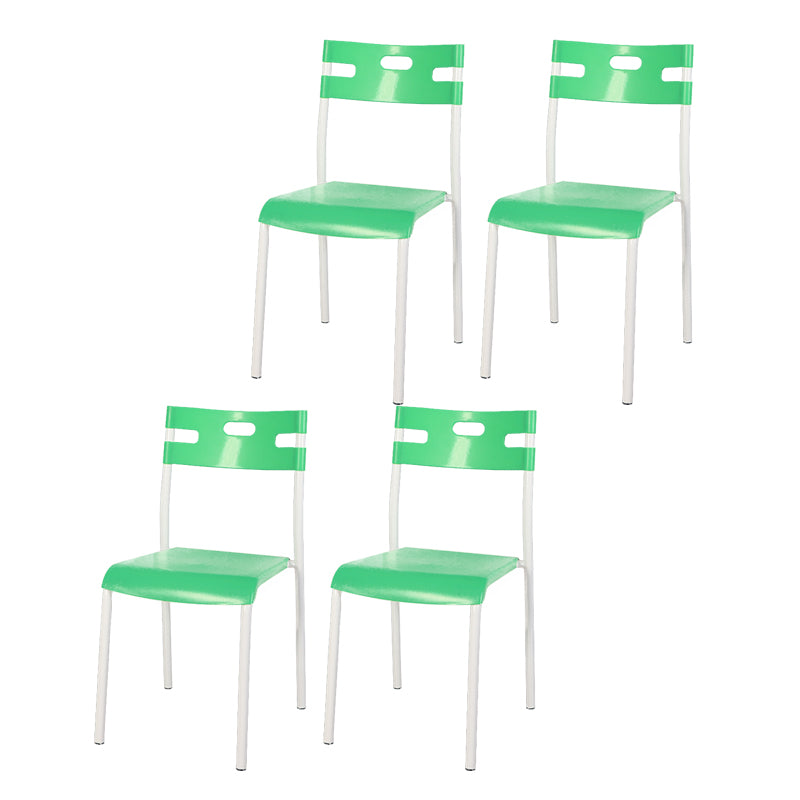 Minimalist Style Colorful Plastic Dining Armless Chair Open Back Dining Side Chair