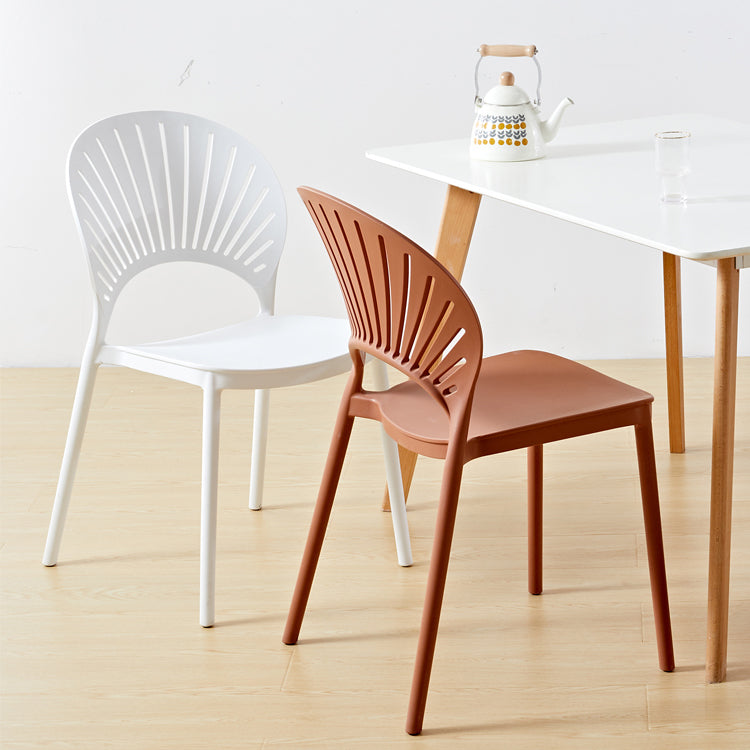 Contemporary Style Plastic Dining Armless Chair Open Back Dining Side Chair