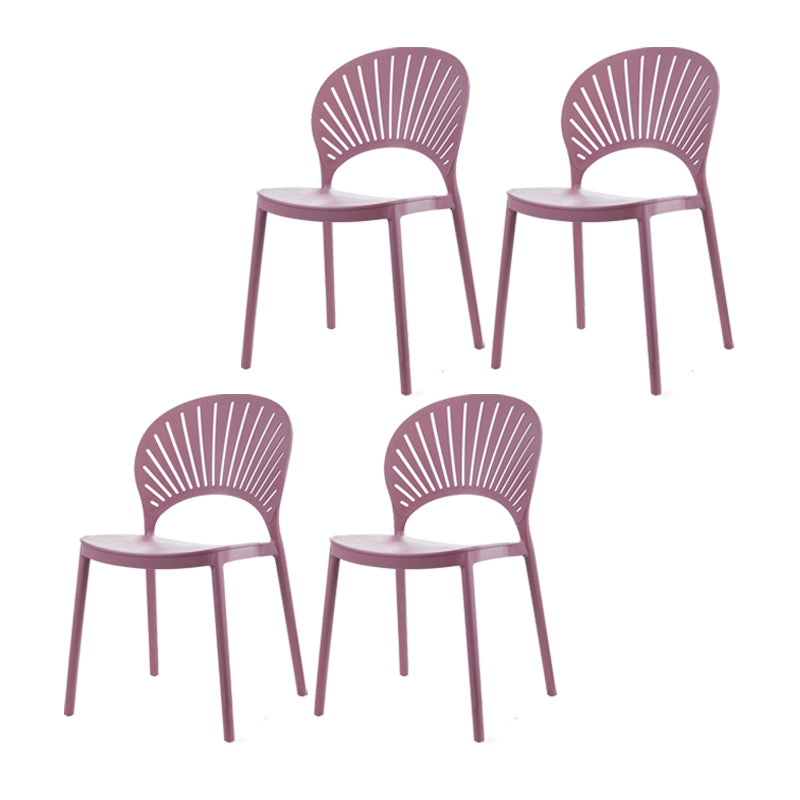Contemporary Style Plastic Dining Armless Chair Open Back Dining Side Chair