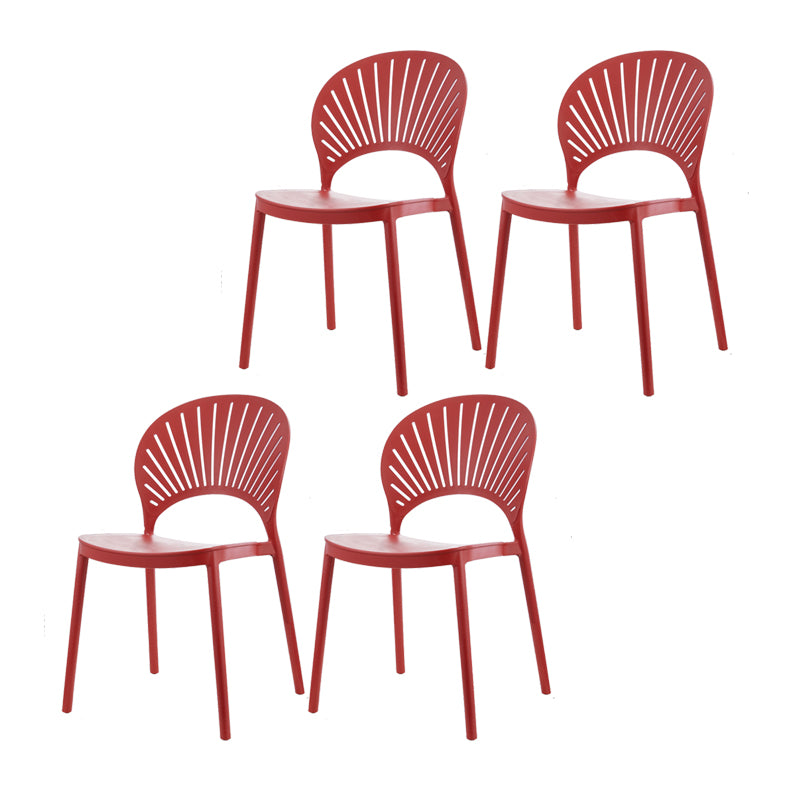 Contemporary Style Plastic Dining Armless Chair Open Back Dining Side Chair