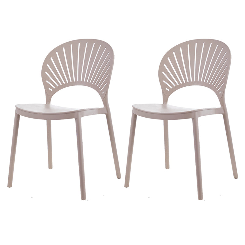 Contemporary Style Plastic Dining Armless Chair Open Back Dining Side Chair