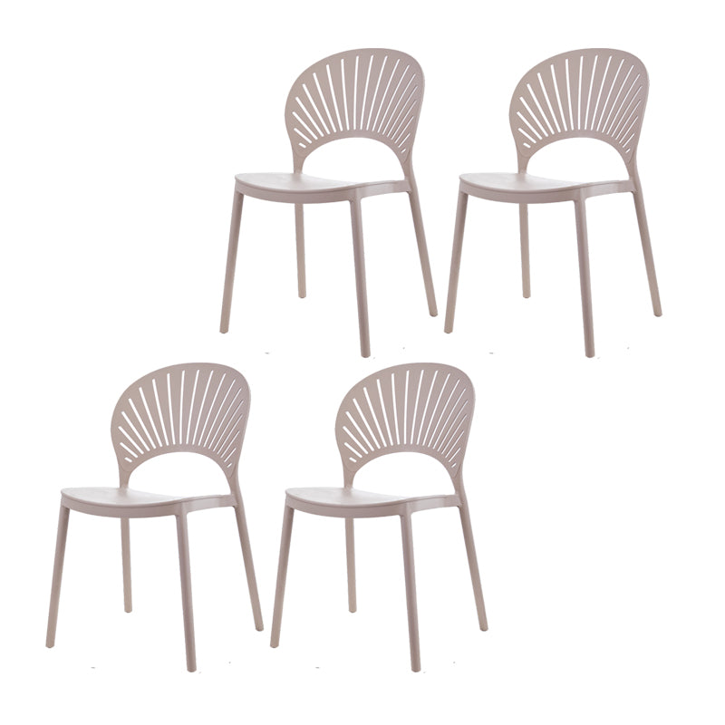 Contemporary Style Plastic Dining Armless Chair Open Back Dining Side Chair