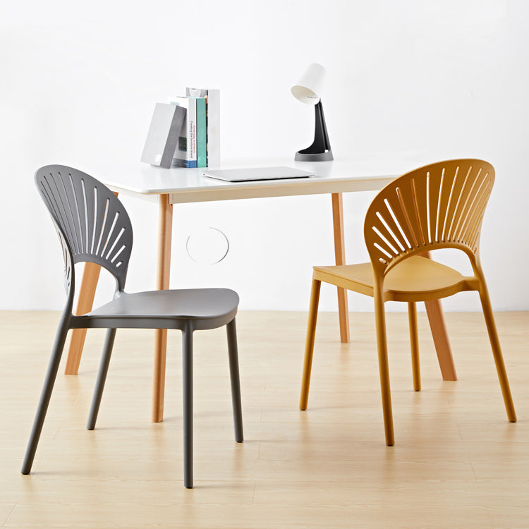 Contemporary Style Plastic Dining Armless Chair Open Back Dining Side Chair