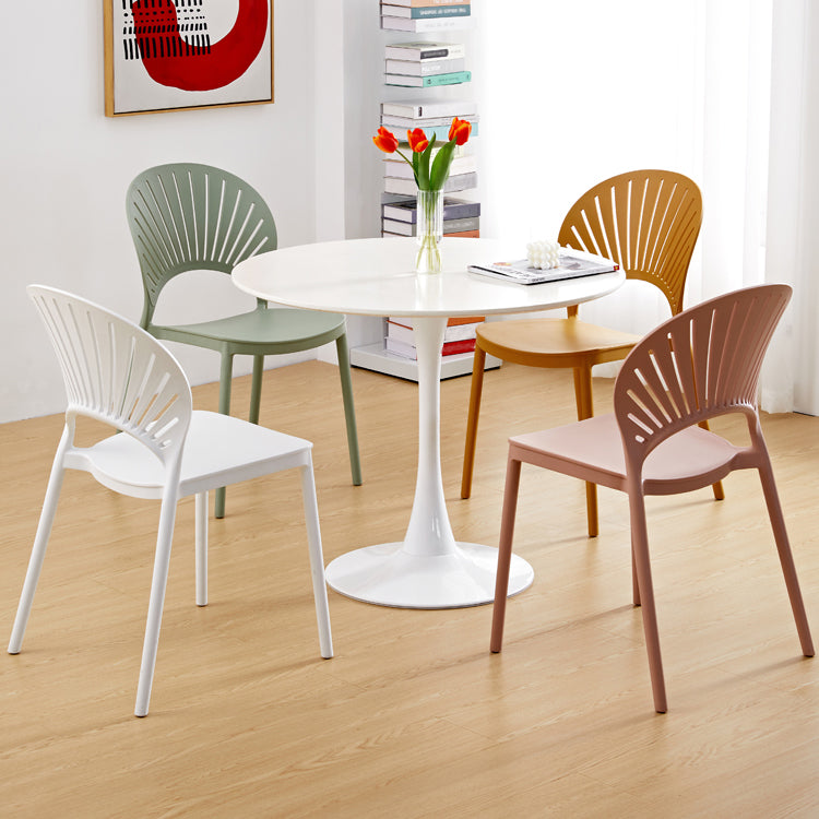 Contemporary Style Plastic Dining Armless Chair Open Back Dining Side Chair