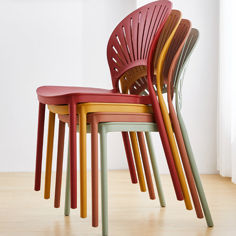 Contemporary Style Plastic Dining Armless Chair Open Back Dining Side Chair