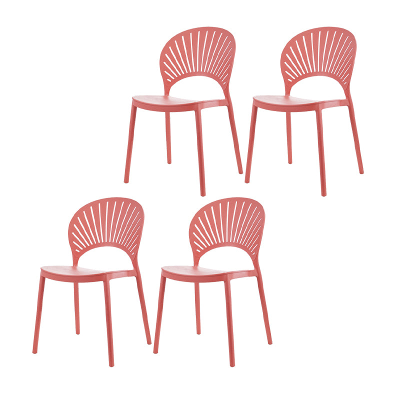 Contemporary Style Plastic Dining Armless Chair Open Back Dining Side Chair