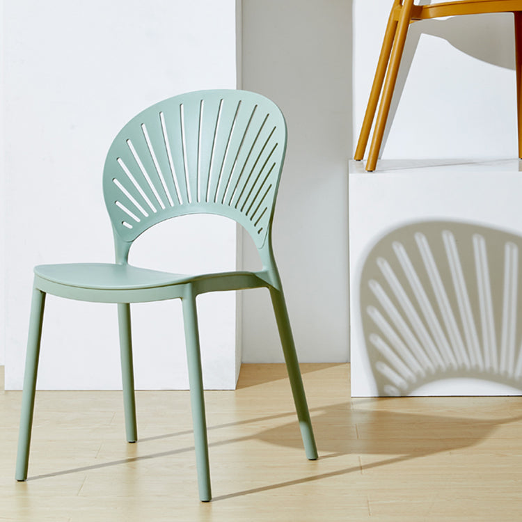 Contemporary Style Plastic Dining Armless Chair Open Back Dining Side Chair