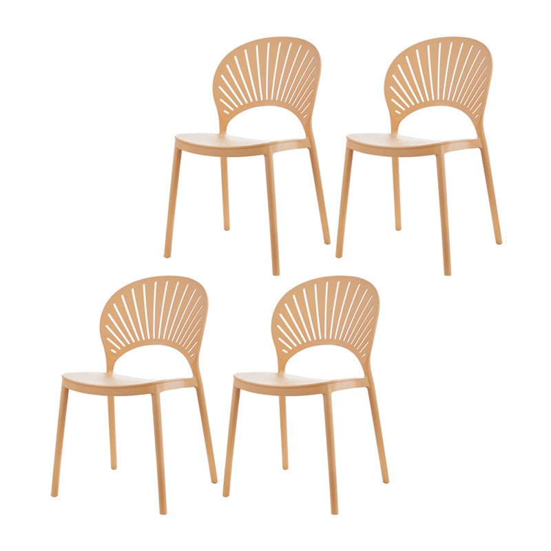 Contemporary Style Plastic Dining Armless Chair Open Back Dining Side Chair