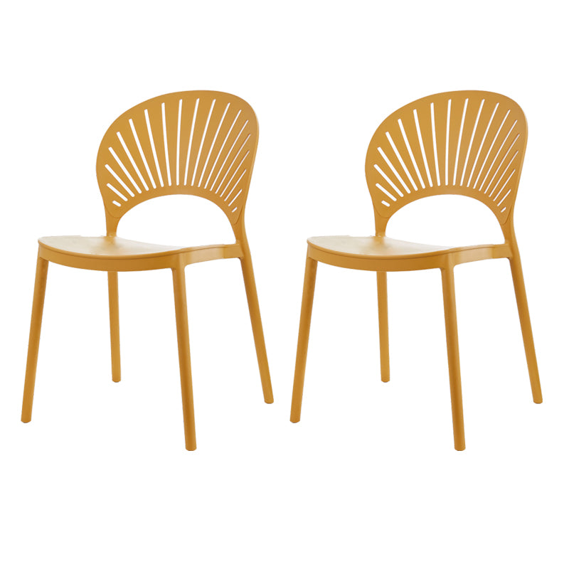 Contemporary Style Plastic Dining Armless Chair Open Back Dining Side Chair