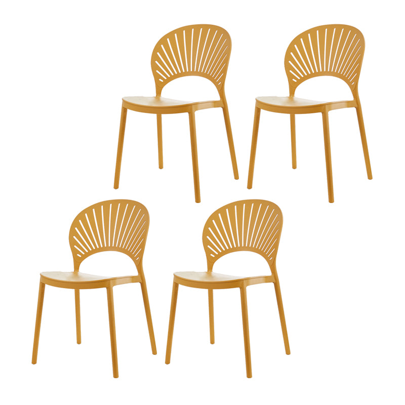 Contemporary Style Plastic Dining Armless Chair Open Back Dining Side Chair