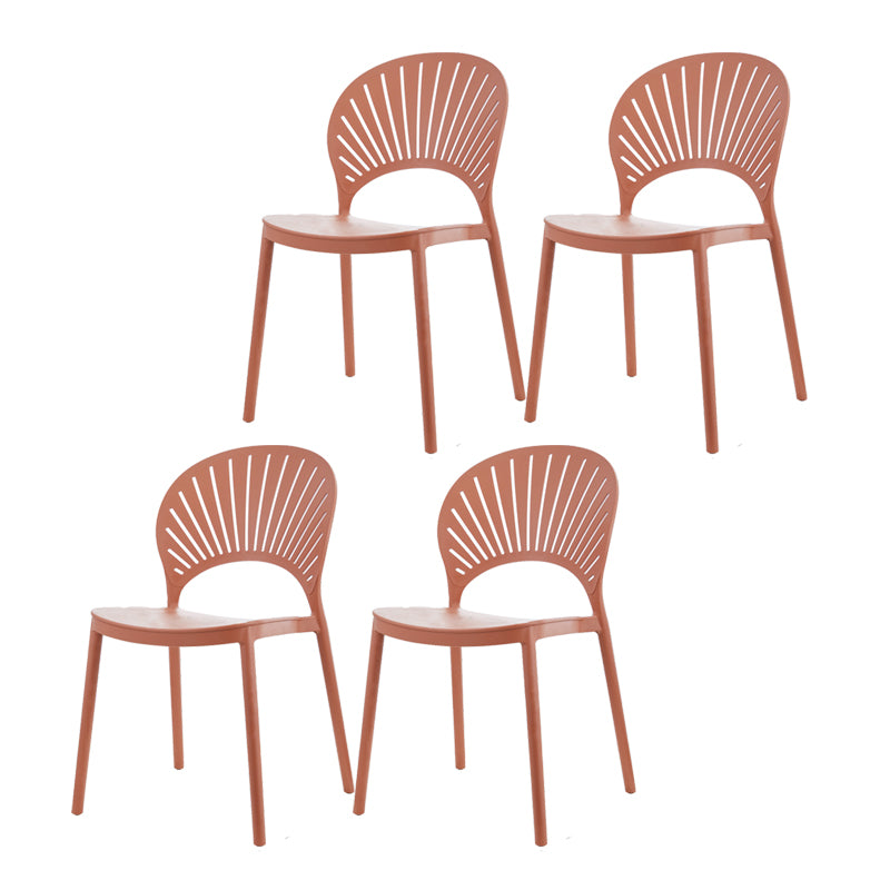 Contemporary Style Plastic Dining Armless Chair Open Back Dining Side Chair