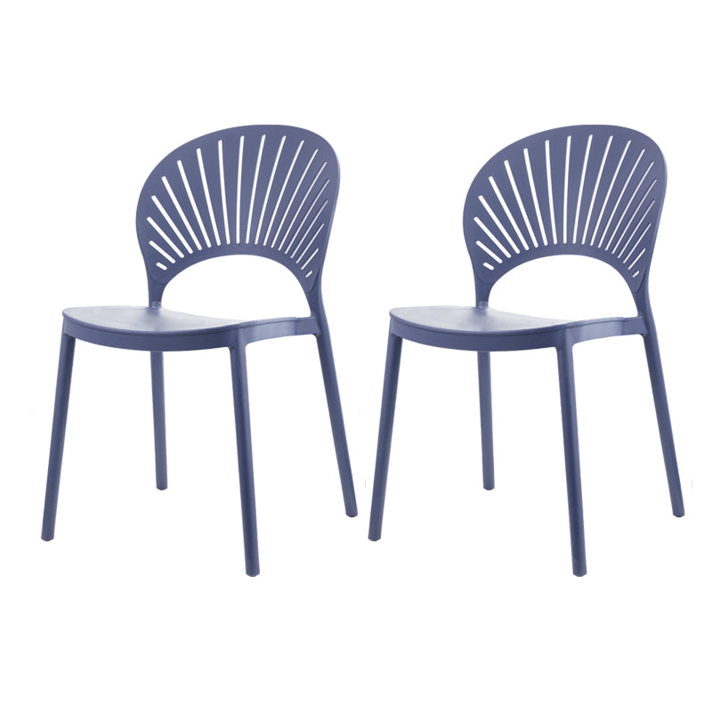 Contemporary Style Plastic Dining Armless Chair Open Back Dining Side Chair