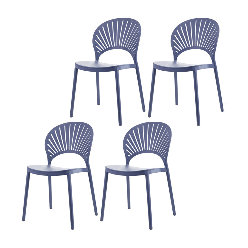 Contemporary Style Plastic Dining Armless Chair Open Back Dining Side Chair