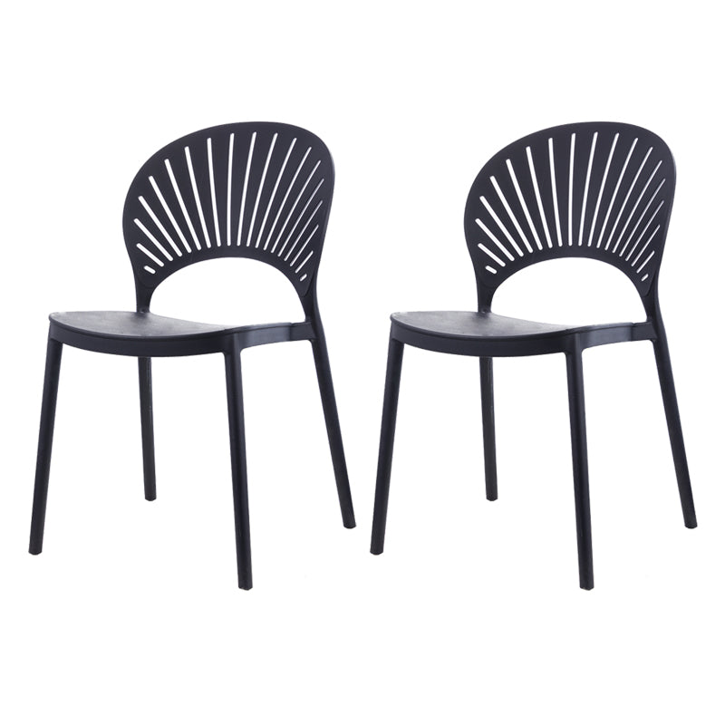 Contemporary Style Plastic Dining Armless Chair Open Back Dining Side Chair