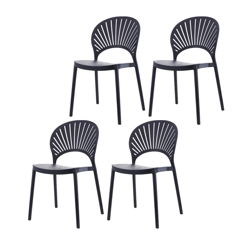 Contemporary Style Plastic Dining Armless Chair Open Back Dining Side Chair