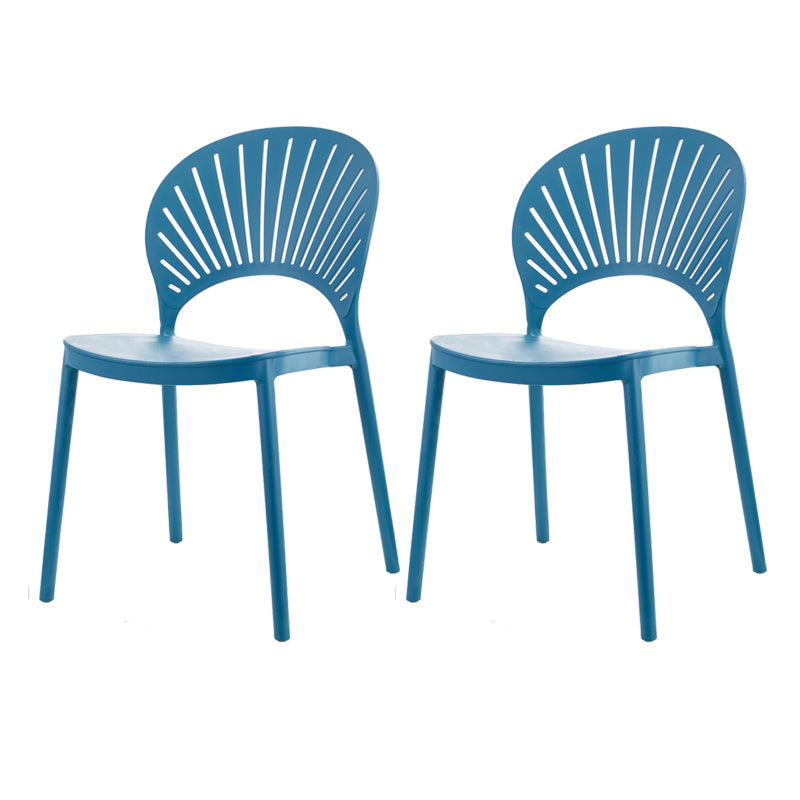 Contemporary Style Plastic Dining Armless Chair Open Back Dining Side Chair