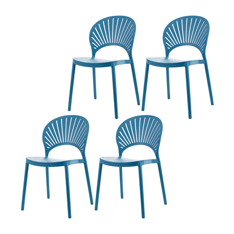 Contemporary Style Plastic Dining Armless Chair Open Back Dining Side Chair