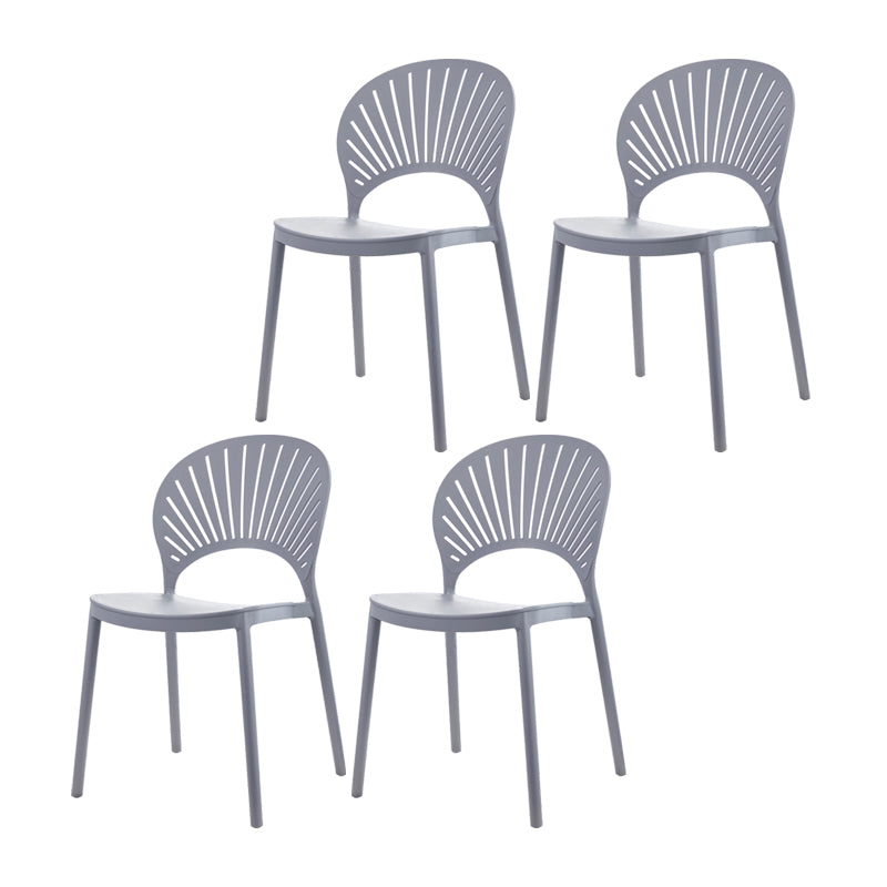 Contemporary Style Plastic Dining Armless Chair Open Back Dining Side Chair