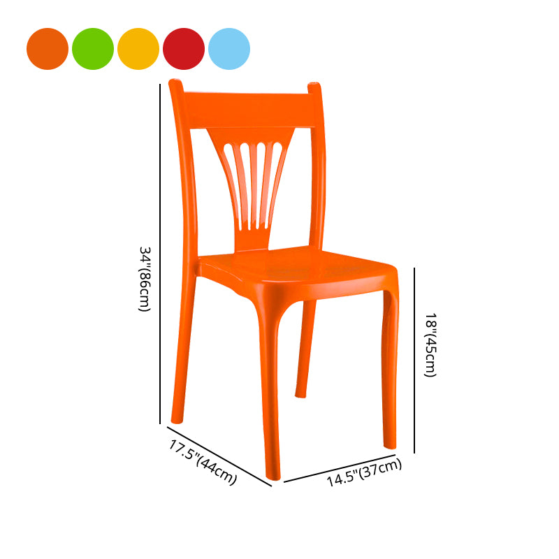 El plástico del estilo contemporáneo que cena la silla sin brazos del brazo del apilamiento de la parte posterior del listón de las sillas