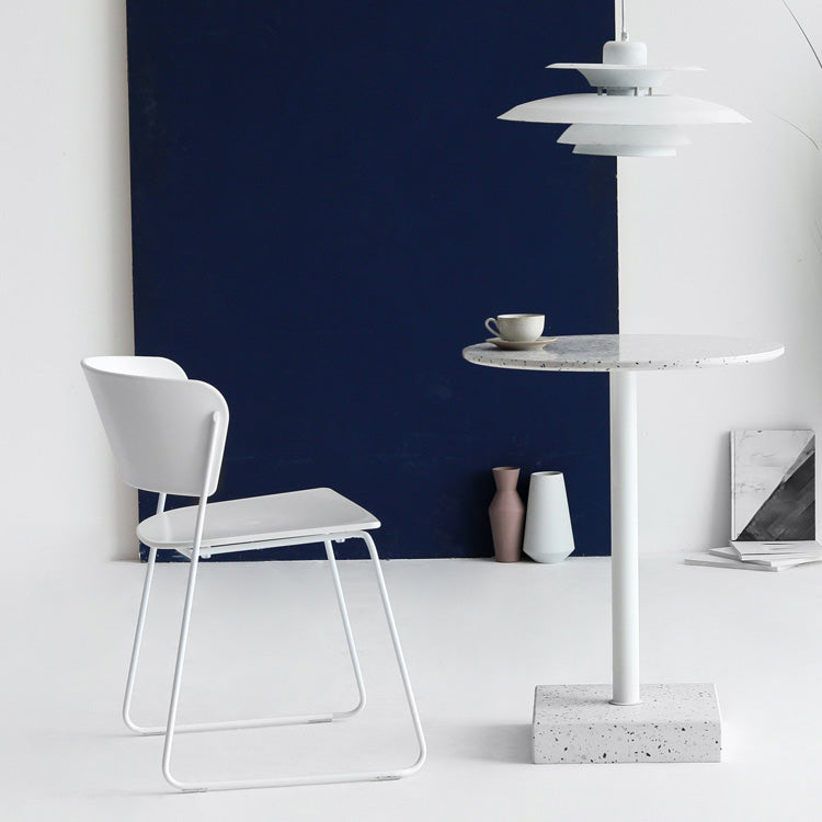Matte Finish Industrial Dining Side Chair Open Back Plastic Dining Chair