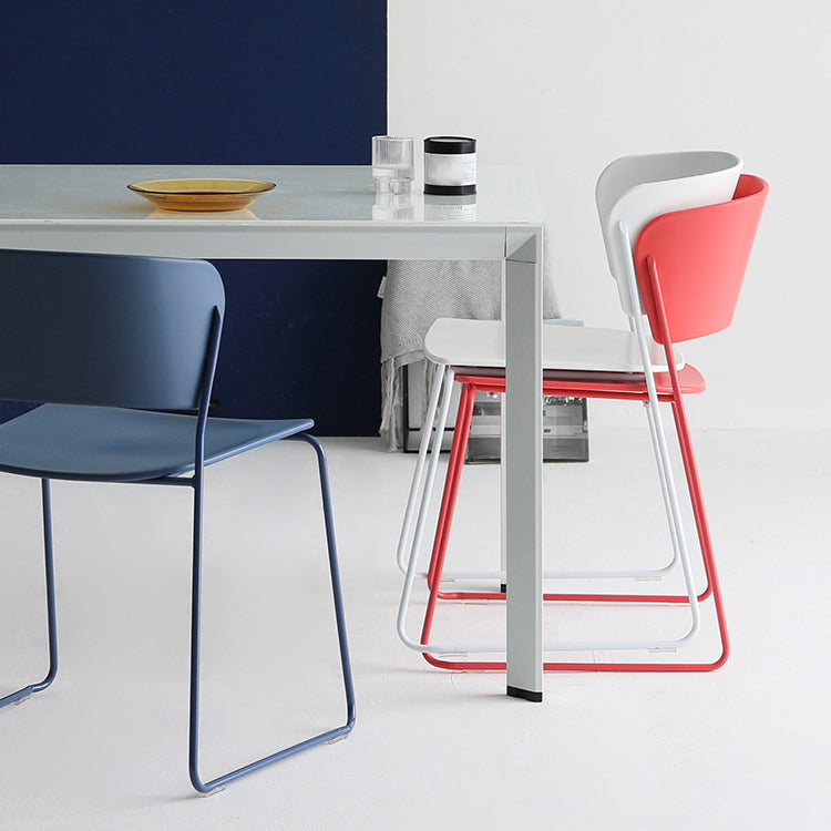 Matte Finish Industrial Dining Side Chair Open Back Plastic Dining Chair