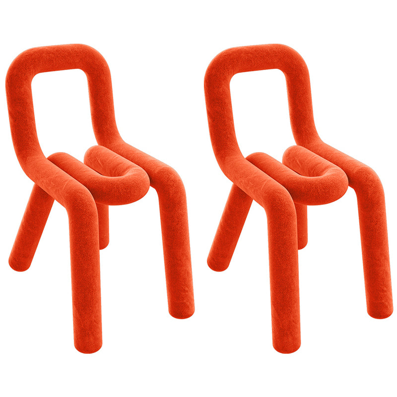 Chaises de salle à manger style contemporain Chaises d'appoint sans accoudoirs avec pieds en métal (Ensemble de 2)