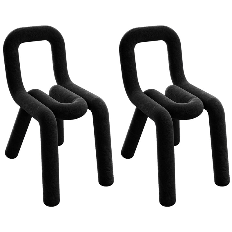 Chaises de salle à manger style contemporain Chaises d'appoint sans accoudoirs avec pieds en métal (Ensemble de 2)