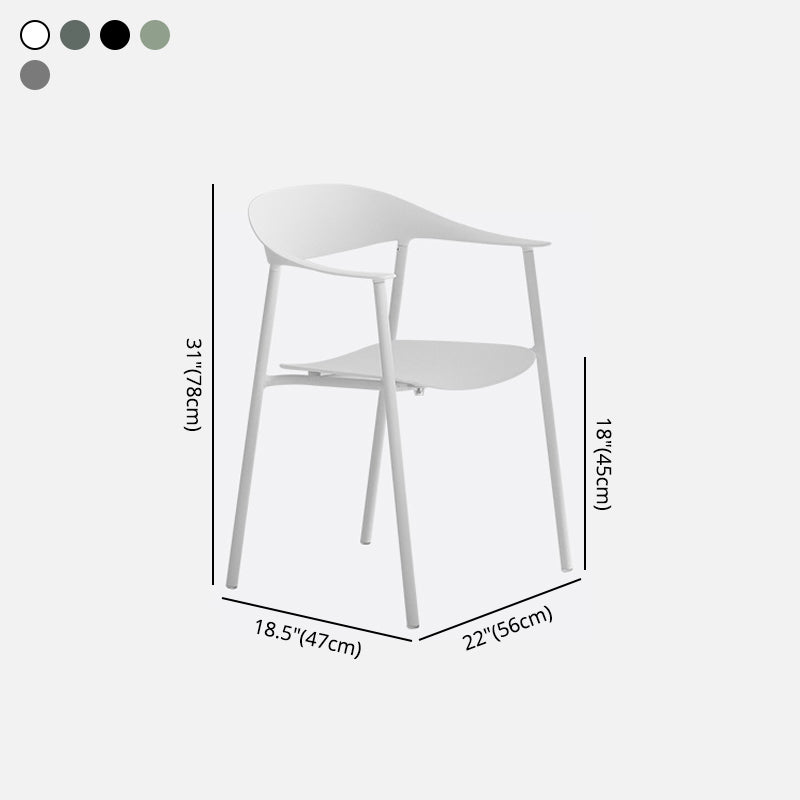 Finishale mate Scandinave Dining Arm Chaise Plastique Plastique Open Doss Dining Chaise