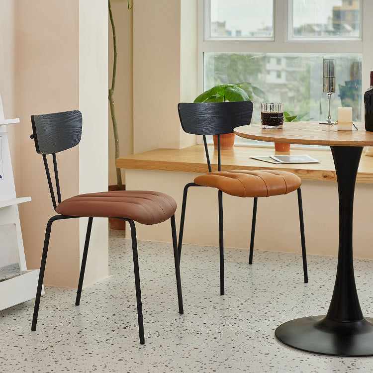 Chaise de salle à manger de style industriel, chaises latérales de cuisine sans accoudoirs avec pieds en métal