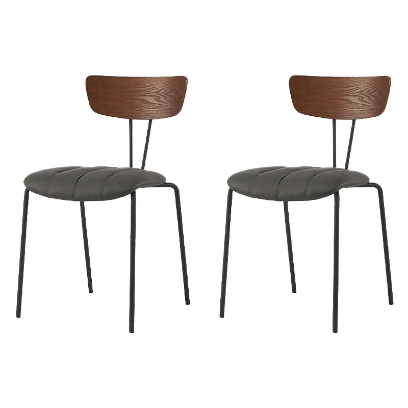 Chaise de salle à manger de style industriel, chaises latérales de cuisine sans accoudoirs avec pieds en métal