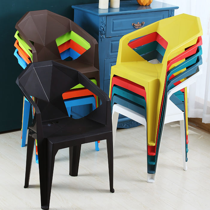 Nordic Style Plastic Dining Armchair Open Back Dining Side Chair for Restaurant