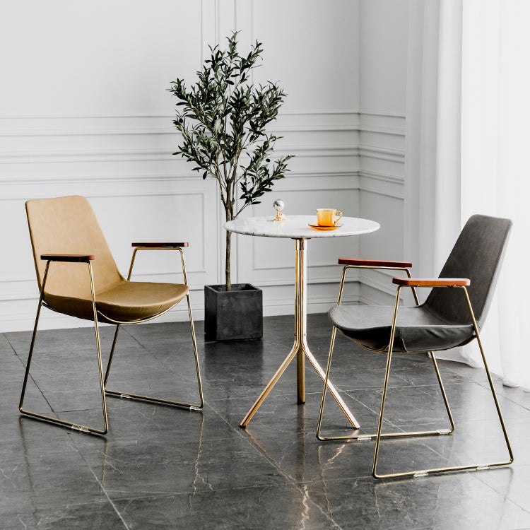 Chaises de salle à manger de style nordique, bras de cuisine, chaises latérales de salle à manger avec pieds en métal