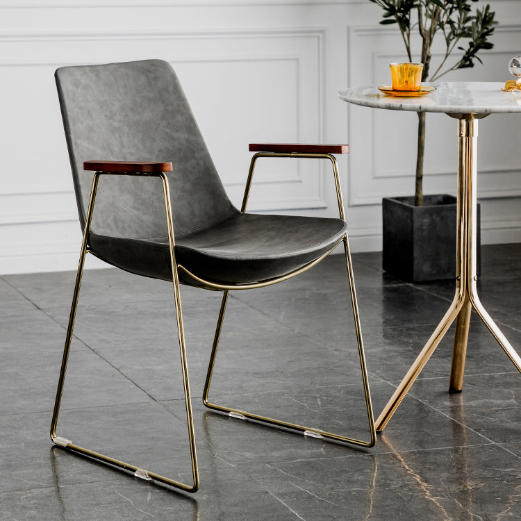 Chaises de salle à manger de style nordique, bras de cuisine, chaises latérales de salle à manger avec pieds en métal