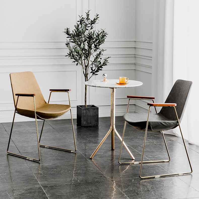 Chaises de salle à manger de style nordique, bras de cuisine, chaises latérales de salle à manger avec pieds en métal