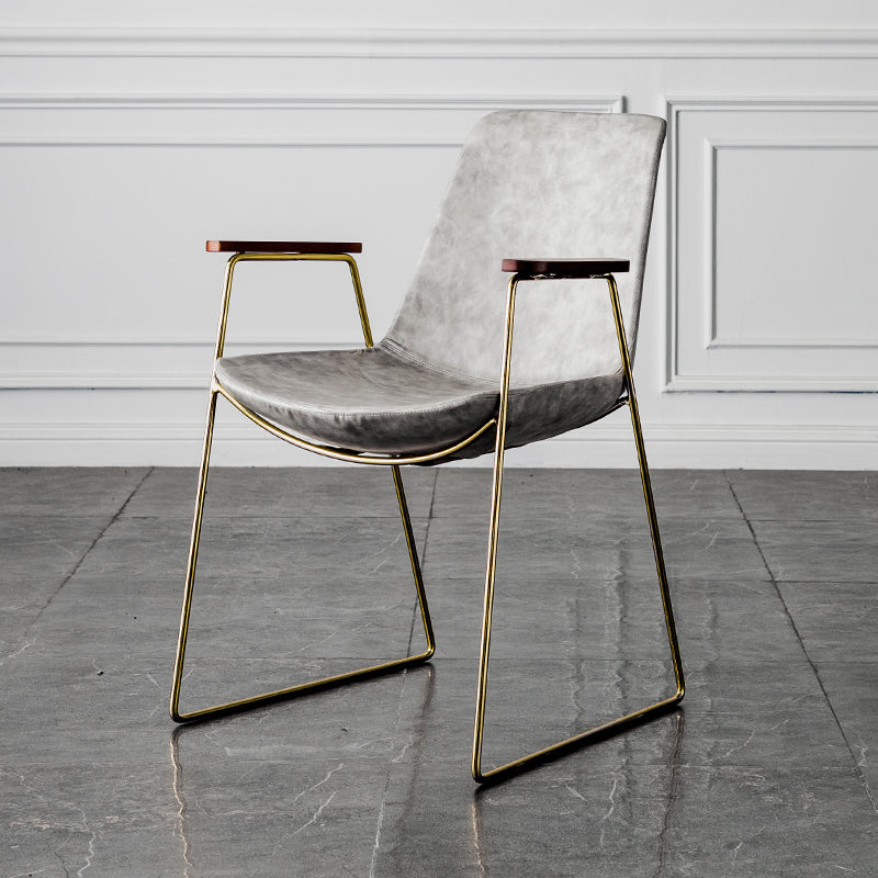 Chaises de salle à manger de style nordique, bras de cuisine, chaises latérales de salle à manger avec pieds en métal