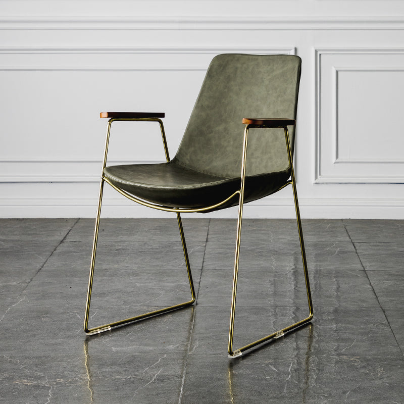 Chaises de salle à manger de style nordique, bras de cuisine, chaises latérales de salle à manger avec pieds en métal