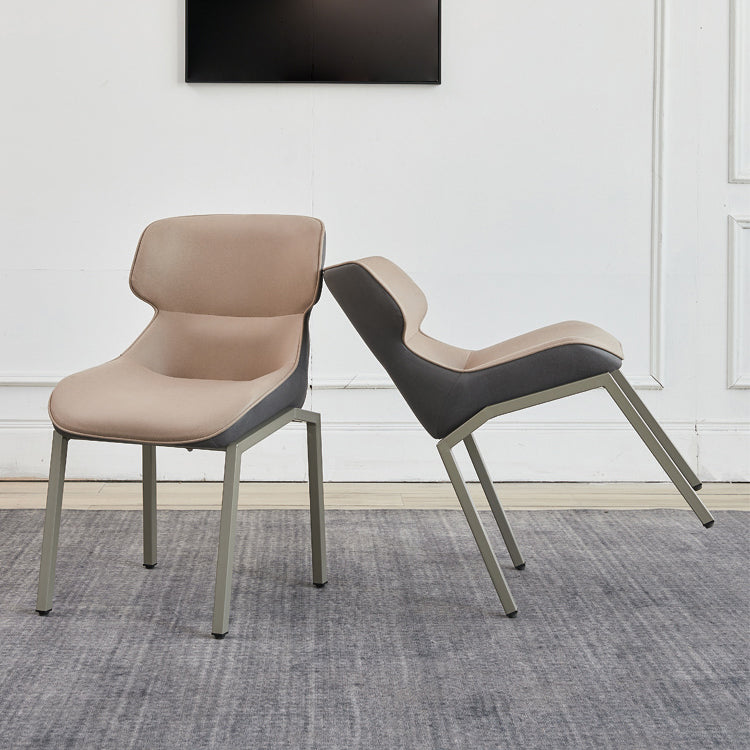 Chaise de salle à manger de style contemporain Chaise d'appoint à accoudoirs à oreilles en métal pour cuisine (Ensemble de 2)
