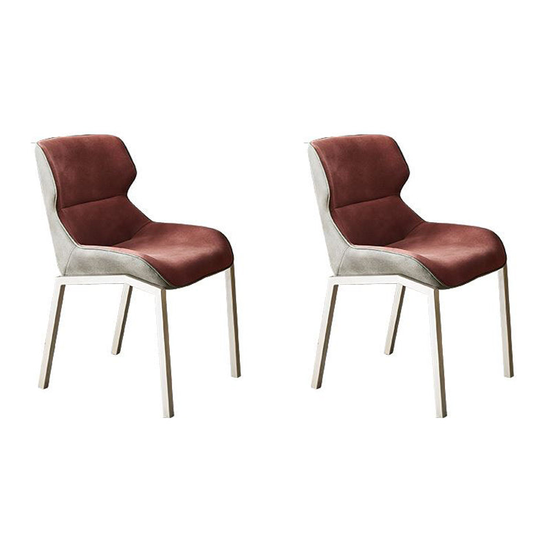 Chaise de salle à manger de style contemporain Chaise d'appoint à accoudoirs à oreilles en métal pour cuisine (Ensemble de 2)
