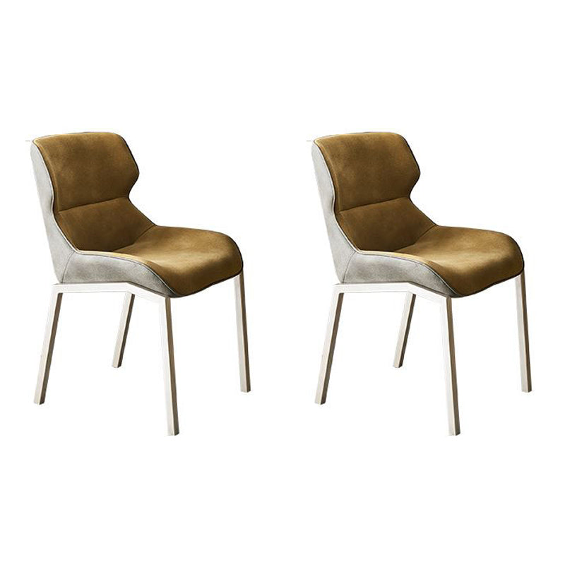 Chaise de salle à manger de style contemporain Chaise d'appoint à accoudoirs à oreilles en métal pour cuisine (Ensemble de 2)