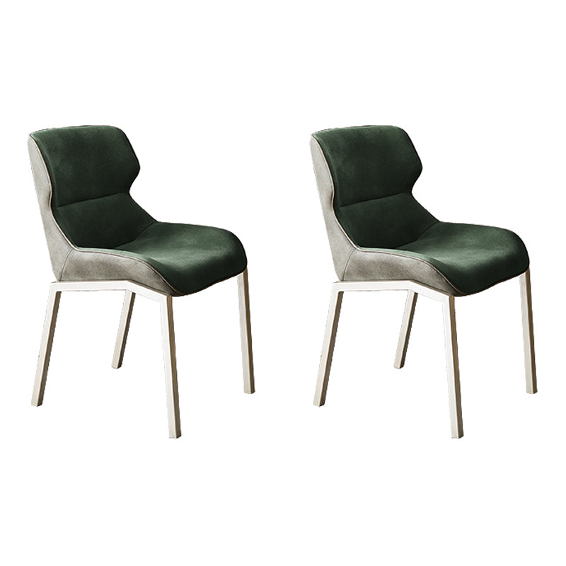 Chaise de salle à manger de style contemporain Chaise d'appoint à accoudoirs à oreilles en métal pour cuisine (Ensemble de 2)